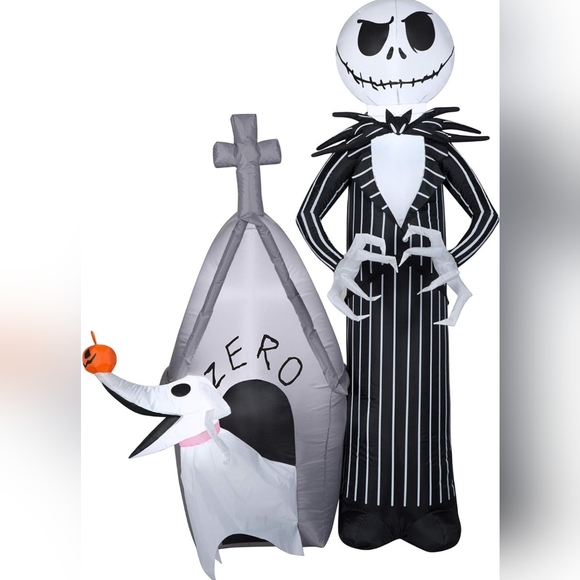 Gemmy- Nightmare Before Christmas 5 ft Inflatable Jack Skellington & Zero Decor - Picture 3 of 3